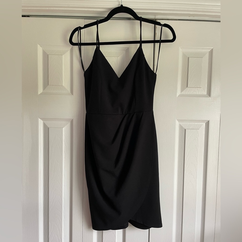 Lulu's Black Mini Dress with Spaghetti Straps